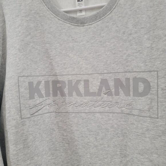 Kirkland Signature Mens Crewneck Sweatshirt Size Large Gray Logo - Picture 2 of 7